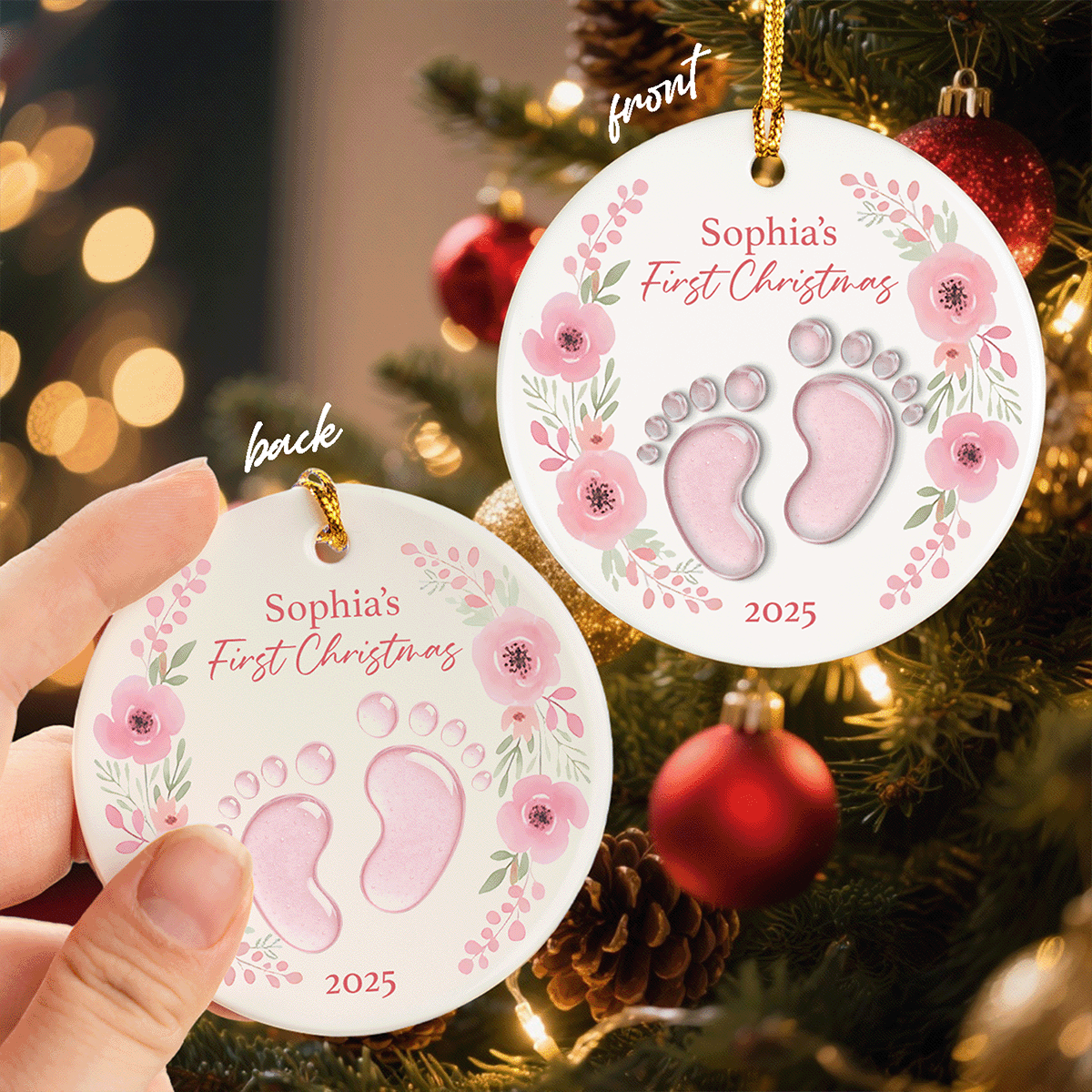 Baby’s First Christmas - Personalized Ceramic Acrylic Ornament for Newborn