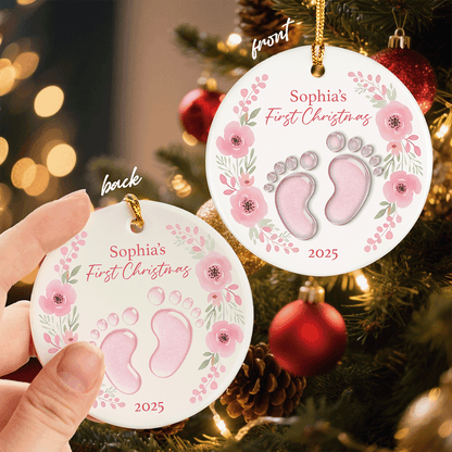 Baby’s First Christmas - Personalized Ceramic Acrylic Ornament for Newborn