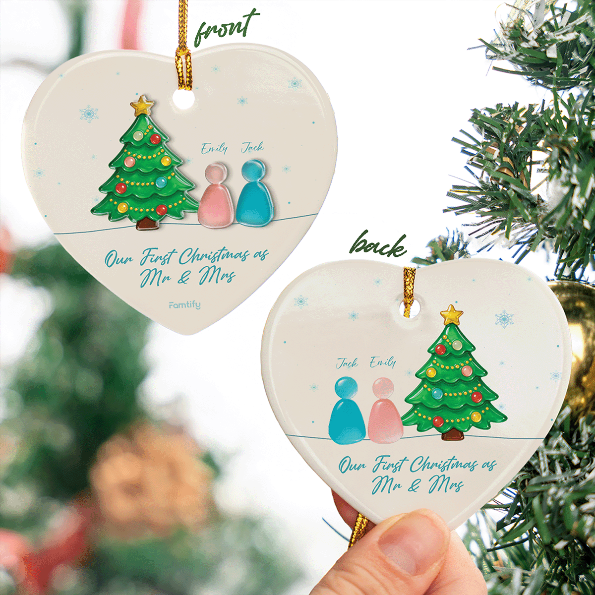 First Christmas Together - Personalized Couple Ceramic Acrylic Ornament