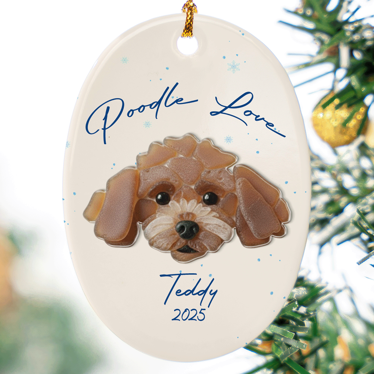 Personalized Poodle Ceramic Acrylic Ornament – Custom Pet Name Keepsake Gift