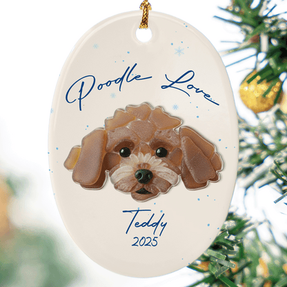 Personalized Poodle Ceramic Acrylic Ornament – Custom Pet Name Keepsake Gift