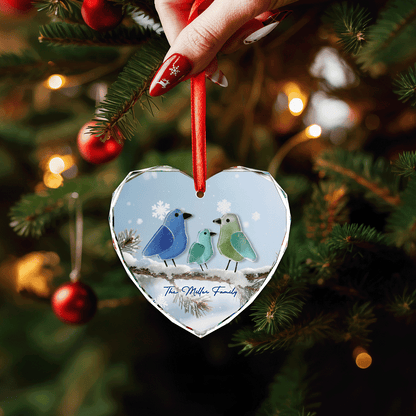Personalized Nestle In Family Glass and Acrylic Ornament