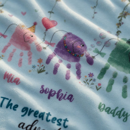 Fist Bump Daddy Blanket with Kids’ Names – Personalized Father’s Day Gift for Dad | Custom Family Keepsake Throw