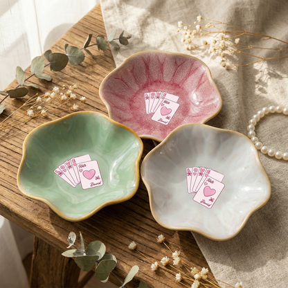 Personalized Love Flower Trinket Dish – Custom Name Center Jewelry Holder