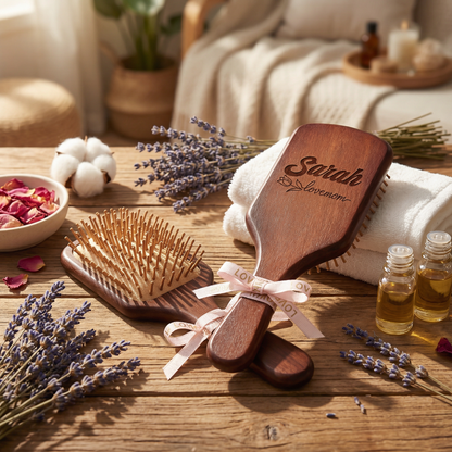 Personalized Engraved Wooden Hair Brush – Meaningful Mother’s Day Gift for Mom