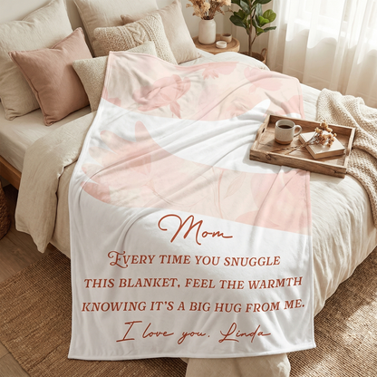 “Wrapped in Our Love” Personalized Photo Blanket – Mother’s Day Gift for Mom & Grandma Custom Family Keepsake