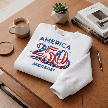 America 250 Anniversary Embroidery Design - USA 250th Birthday Red White Blue Stitch