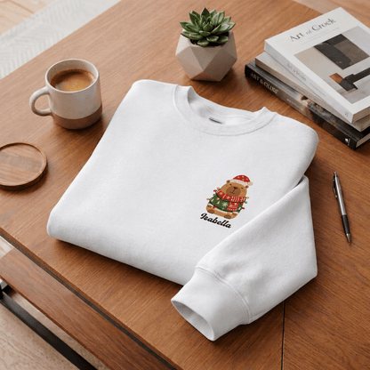 Personalized Embroidered Christmas Capybara Sweatshirt with Custom Name
