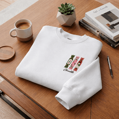 Personalized Embroidered Christmas Cracker Trio Sweatshirt with Custom Name
