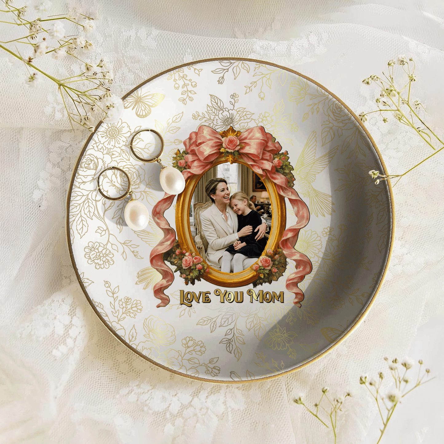 Custom Photo Memory - Personalized Jewelry Dish for Mom - Mother’s Day Gift for Mom - Custom Trinket Tray
