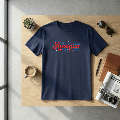 USA 250 Freedom - Embroidered T-Shirt 1776-2026 Patriotic Design