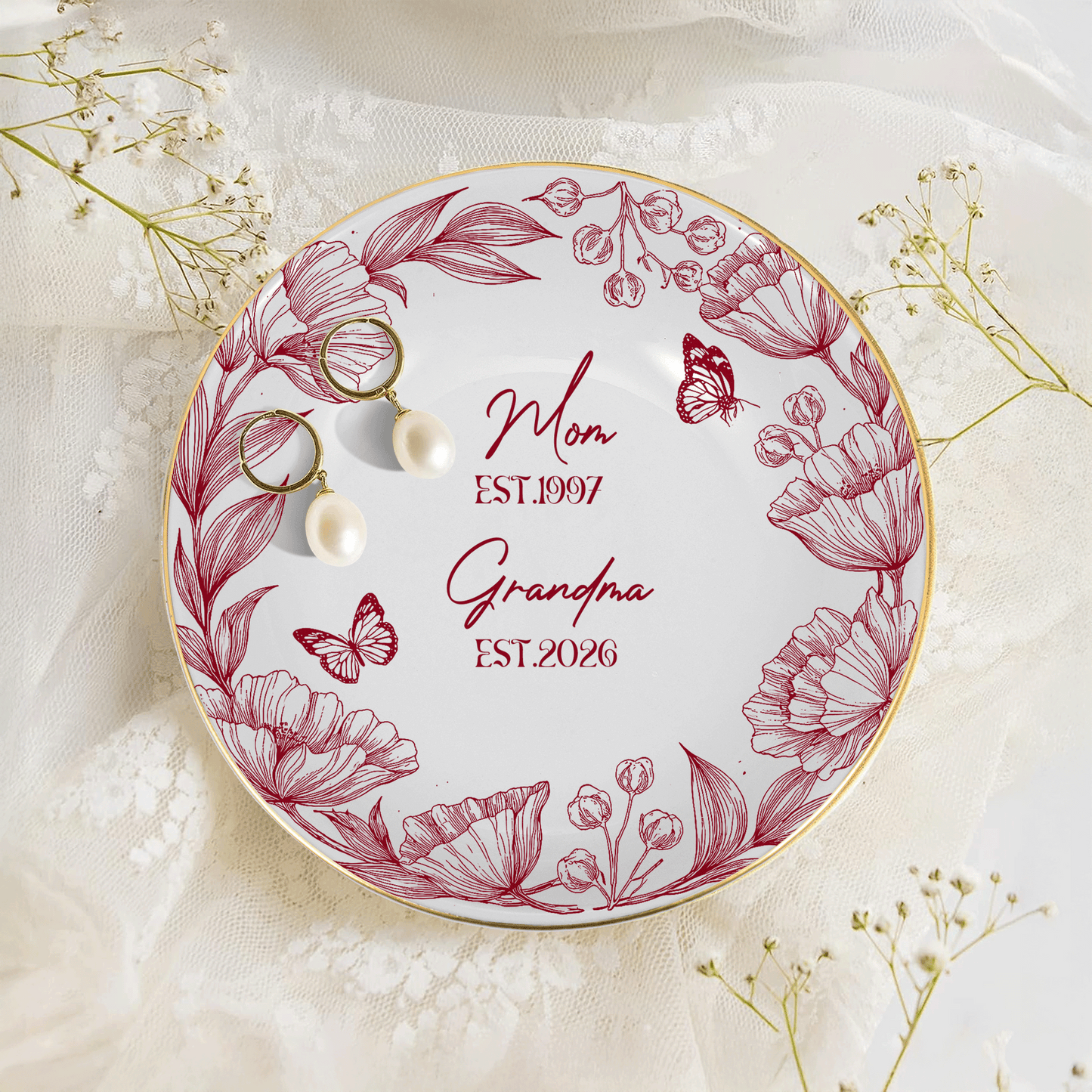 Personalized Grandma to Be Jewelry Dish - Custom First Time Grandma Trinket Tray, New Grandma Mother's Day Gift