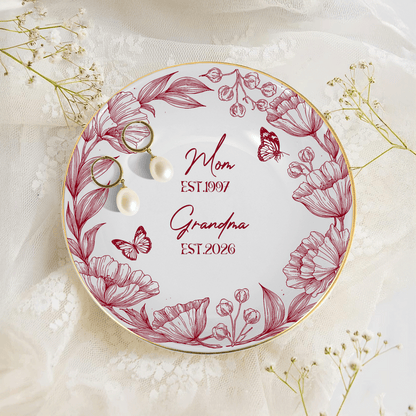 Personalized Grandma to Be Jewelry Dish - Custom First Time Grandma Trinket Tray, New Grandma Mother's Day Gift
