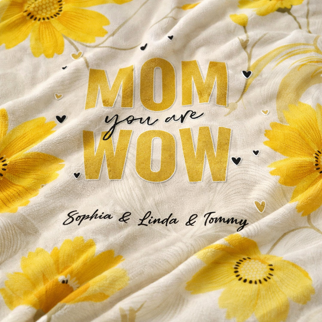 Personalized Mama Floral Blanket with Kids Names – Mother’s Day Gift for Mom | Custom Family Keepsake Plush Blanket