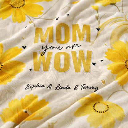 Personalized Mama Floral Blanket with Kids Names – Mother’s Day Gift for Mom | Custom Family Keepsake Plush Blanket