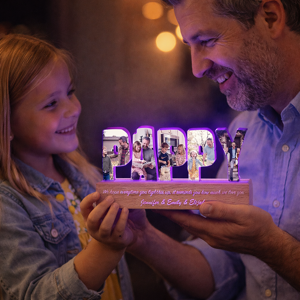 Personalized Pappy Night Light - Custom Name LED Lamp - Father’s Day Gift for Dad - Engraved Acrylic Keepsake