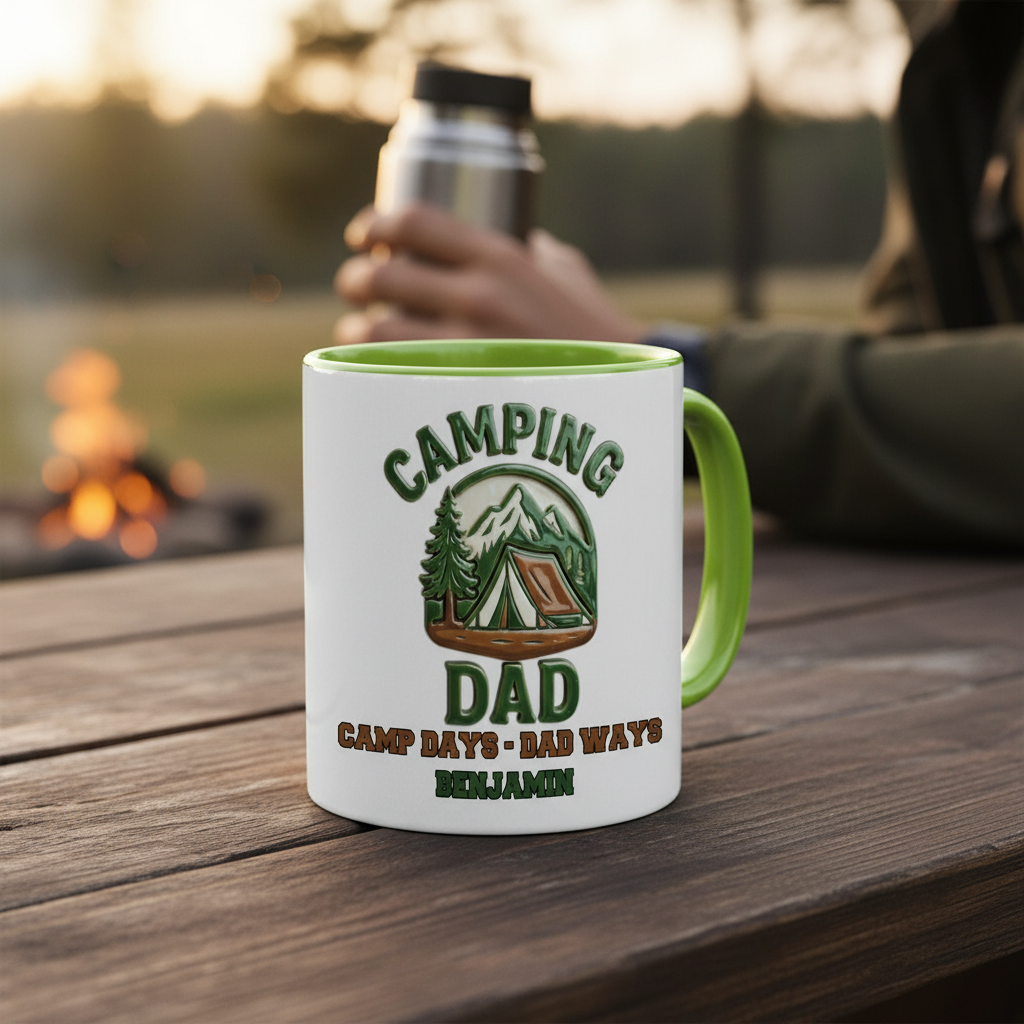 Personalized Camping Mug for Dad – Custom Name Coffee Mug Gift for Father