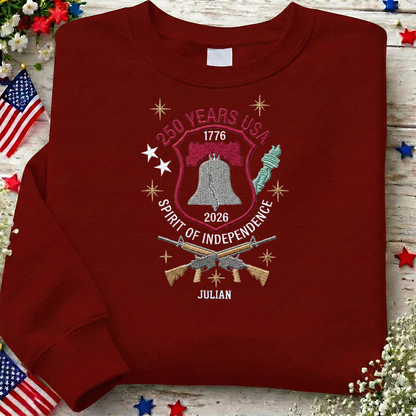 USA 250 Years Since 1776 Embroidered Sweatshirt - Classic Patriotic Celebration