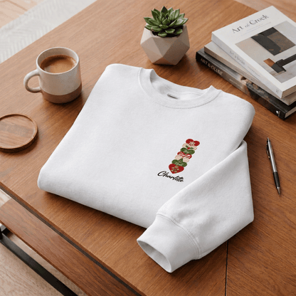 Personalized Embroidered Christmas Heart Stack Sweatshirt with Custom Name