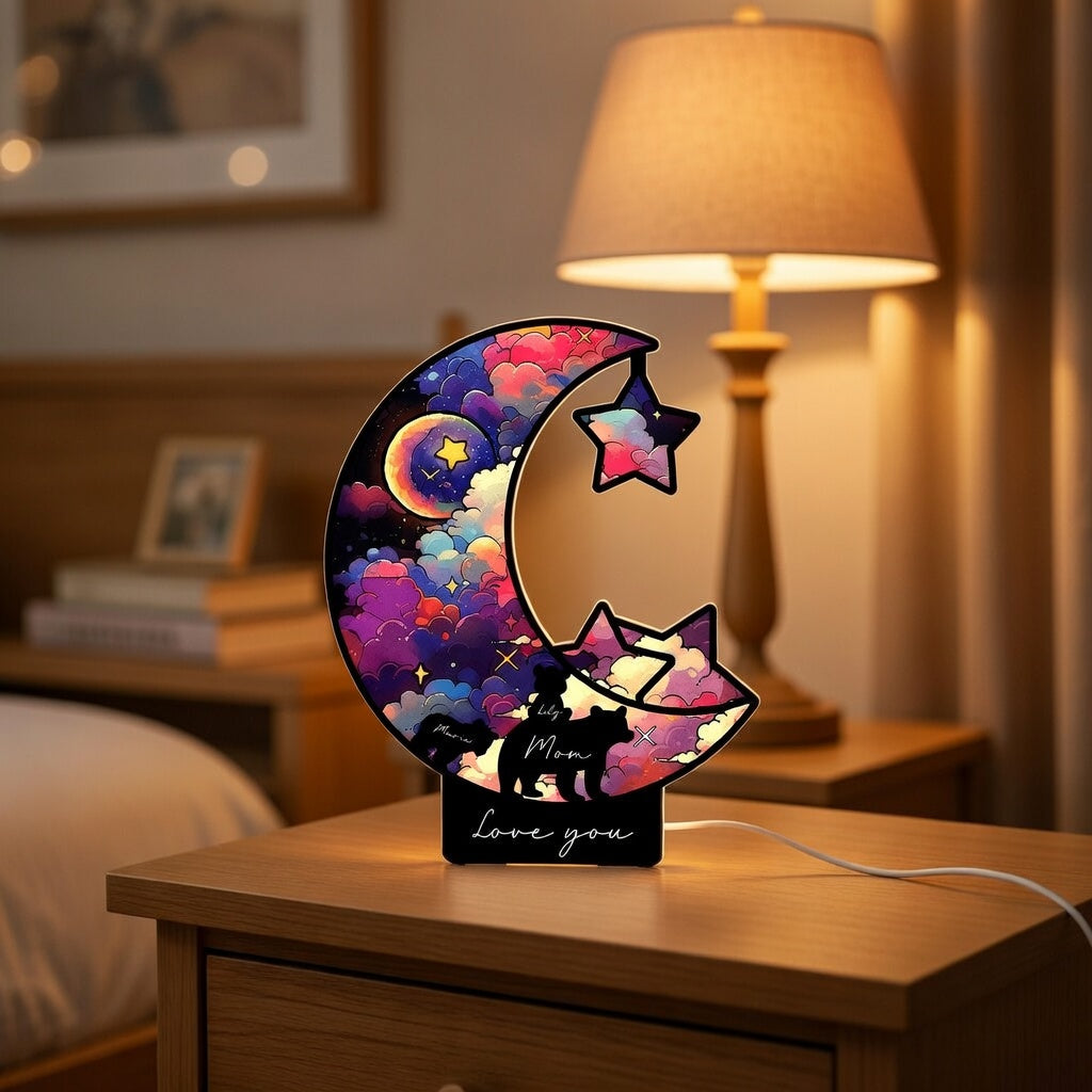 Personalized Moon & Stars Night Light – Custom Love Message Keepsake