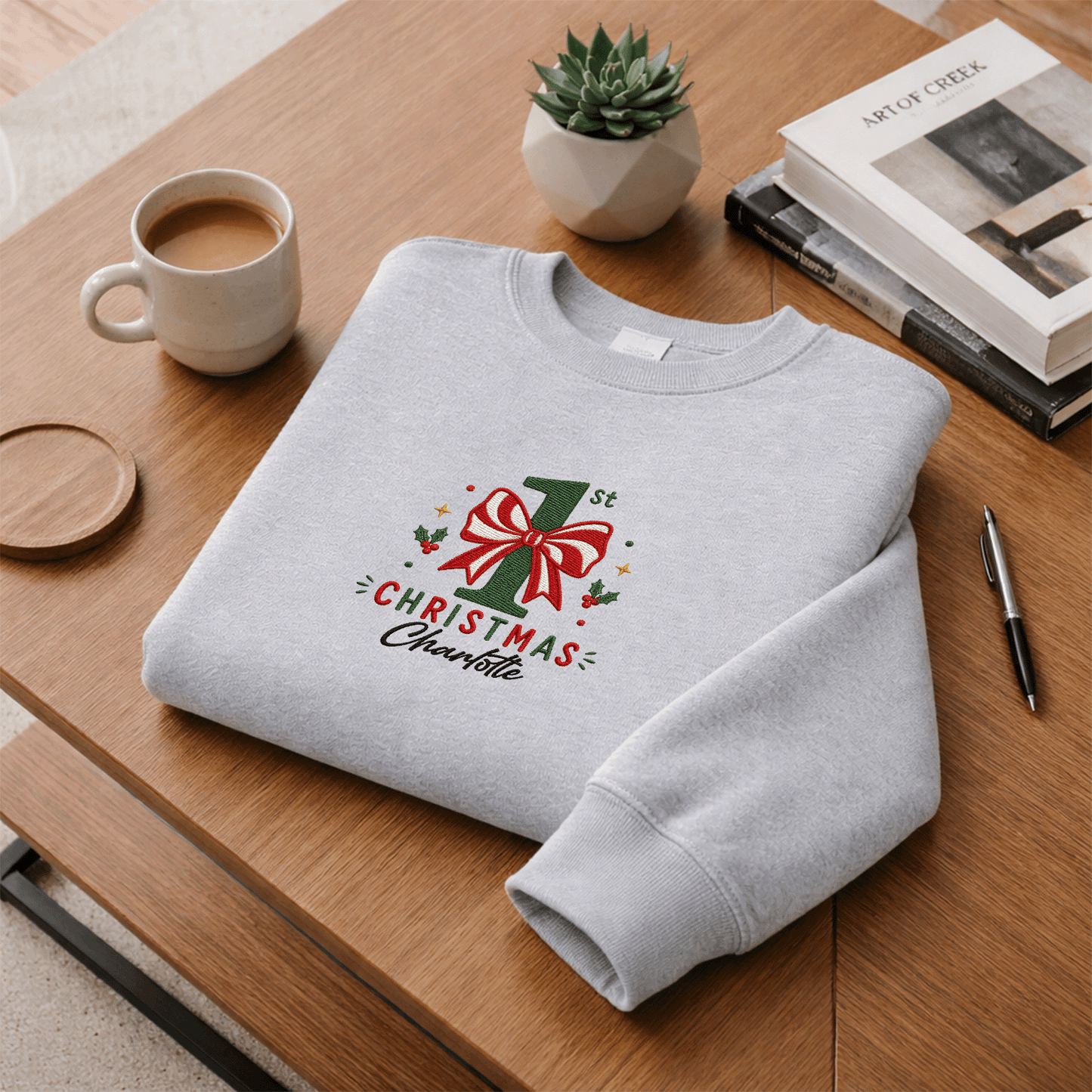 Personalized Embroidered My First Christmas Sweatshirt with Custom Name