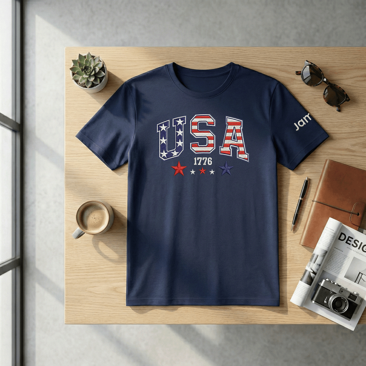 America 250th Anniversary 1776-2026 Embroidered T-Shirt
