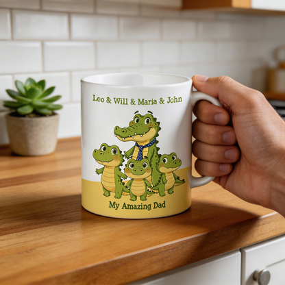 My Amazing Dad Crocodile Custom Name Ceramic Mug Personalized Coffee Cup Gift for Dad