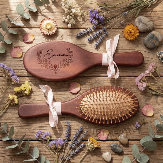 Custom Engraved Wooden Hair Brush & Comb Set – Thoughtful Mother’s Day Gift for Mom