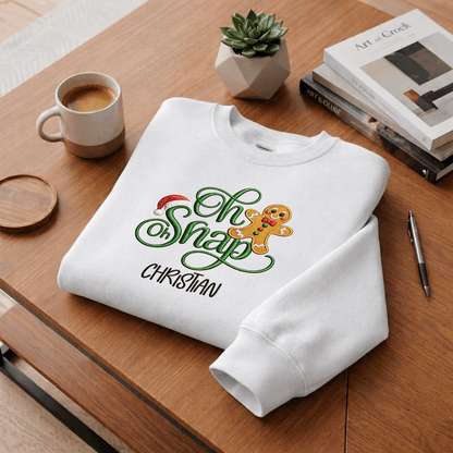 Personalized Embroidered Oh Oh Snap Gingerbread Sweatshirt with Custom Name