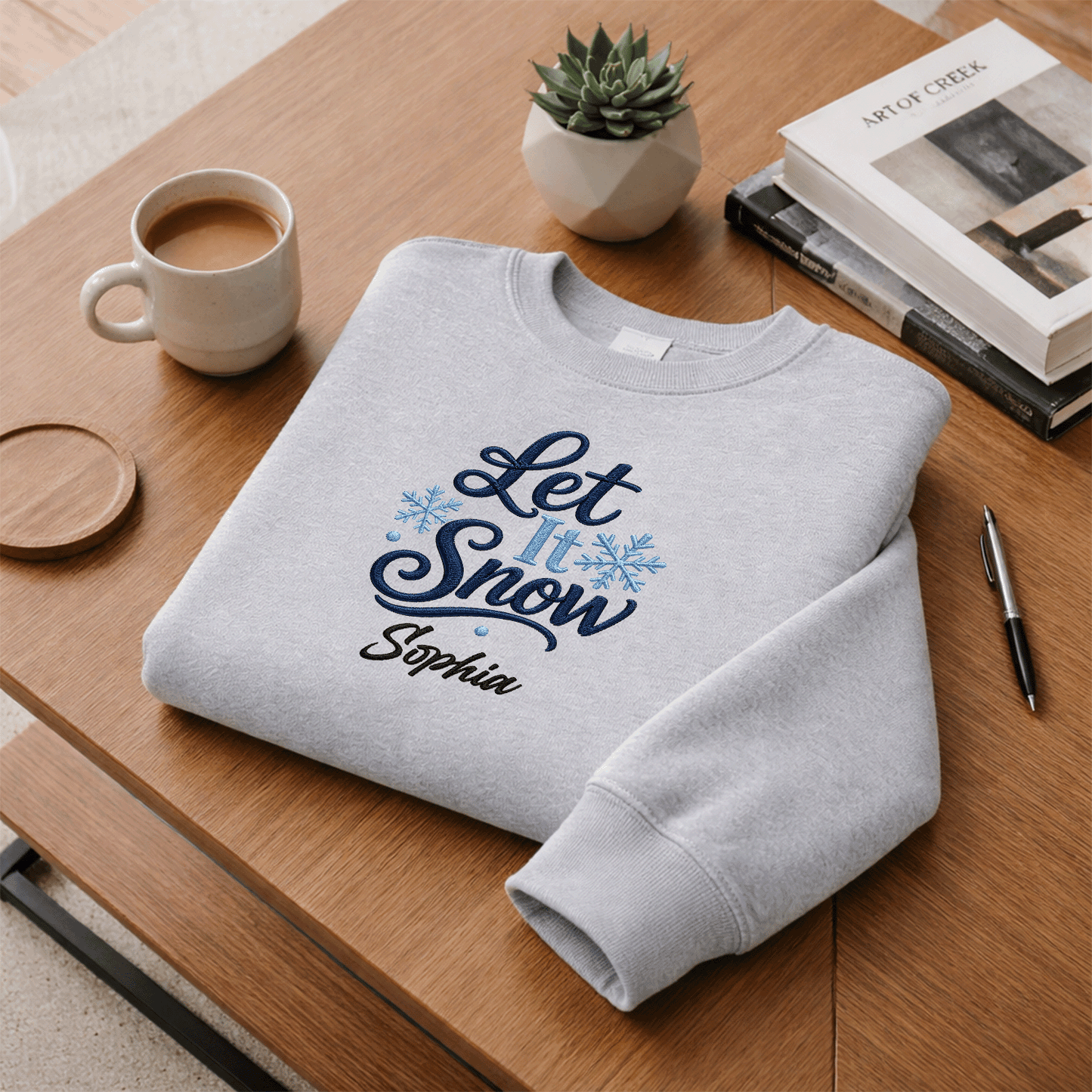 Personalized Embroidered Let It Snow Sweatshirt with Custom Name
