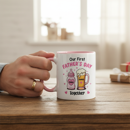 Personalized First Father’s Day Accent Mug with Custom Name – New Dad Gift Coffee Cup