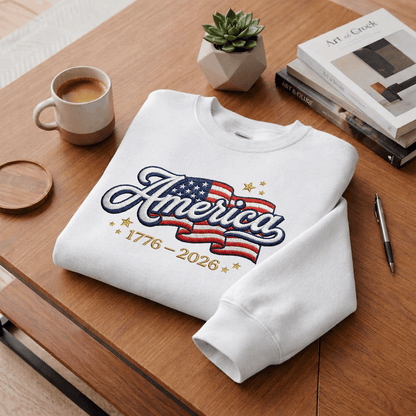 USA 250th Independence Anniversary Embroidered Sweatshirt