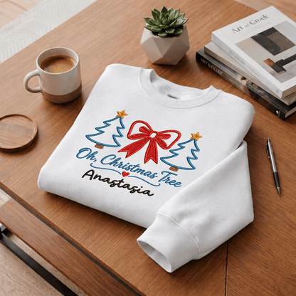 Personalized Embroidered Oh Christmas Tree Sweatshirt with Custom Name