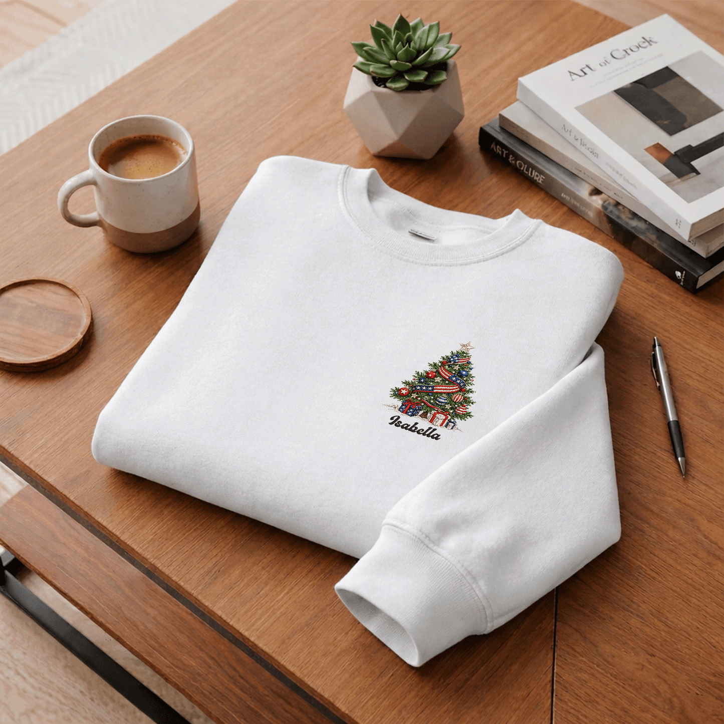 Personalized Classic Christmas Tree Sweatshirt with Custom Name | Festive Holiday Crewneck Gift
