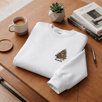 Personalized Classic Christmas Tree Sweatshirt with Custom Name | Festive Holiday Crewneck Gift