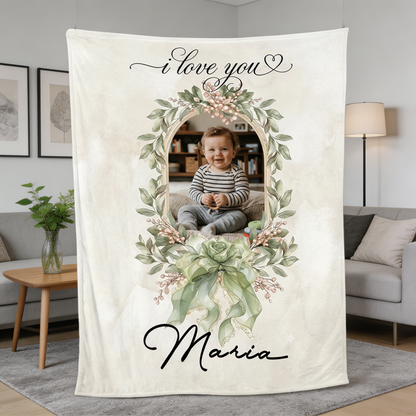 Love You Evermore Personalized Photo Blanket Gift for Mom and Grandma