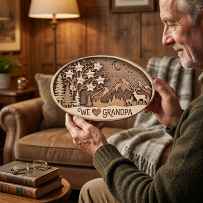 Custom Grandpa Gift – 2 Layer Wooden Sign, Personalized Father's Day Decor, We Love Grandpa