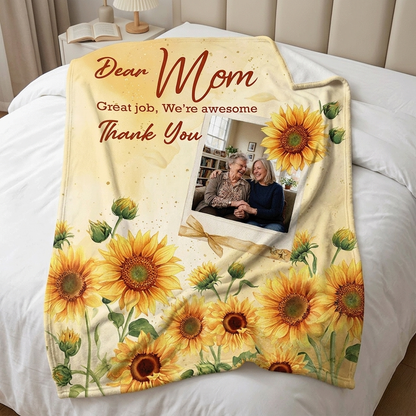 Personalized Mom Blanket – “Great Job Mom, We’re Awesome Thank You” Custom Gift