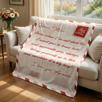 Personalized “Dear Mom” Letter Blanket – Mother’s Day Custom Love Message Gift for Mom Cozy Family Keepsake
