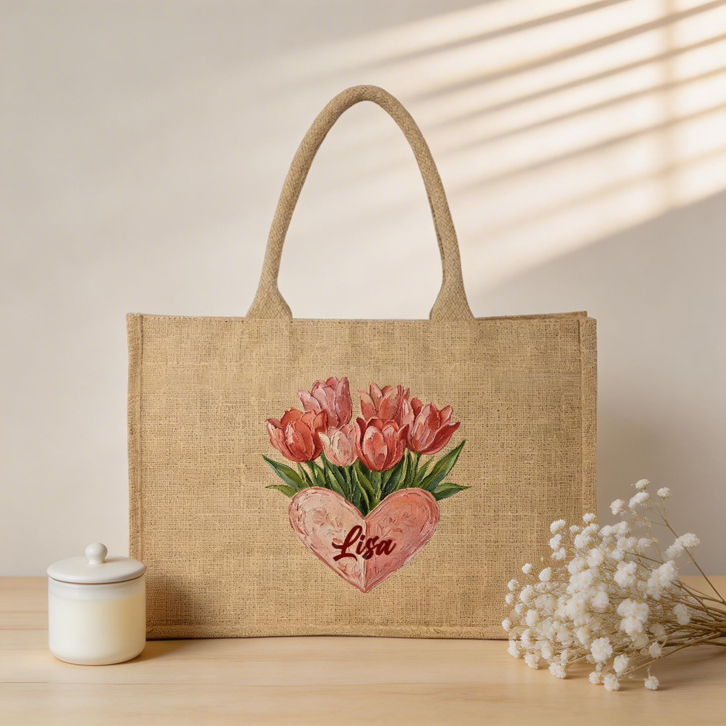 Personalized Wildflower Field Linen Handbag – Love & Togetherness Gift