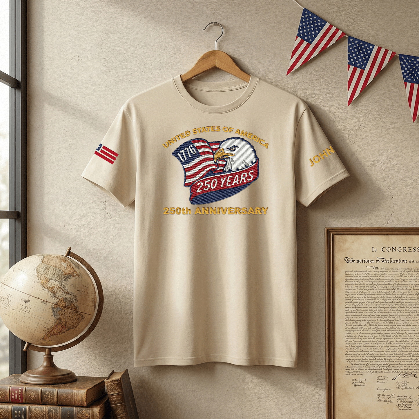 USA 250th Anniversary Eagle Crest - Personalized Veteran Pride T-Shirt