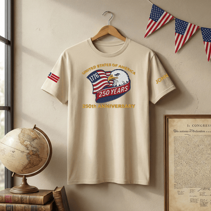 USA 250th Anniversary Eagle Crest - Personalized Veteran Pride T-Shirt