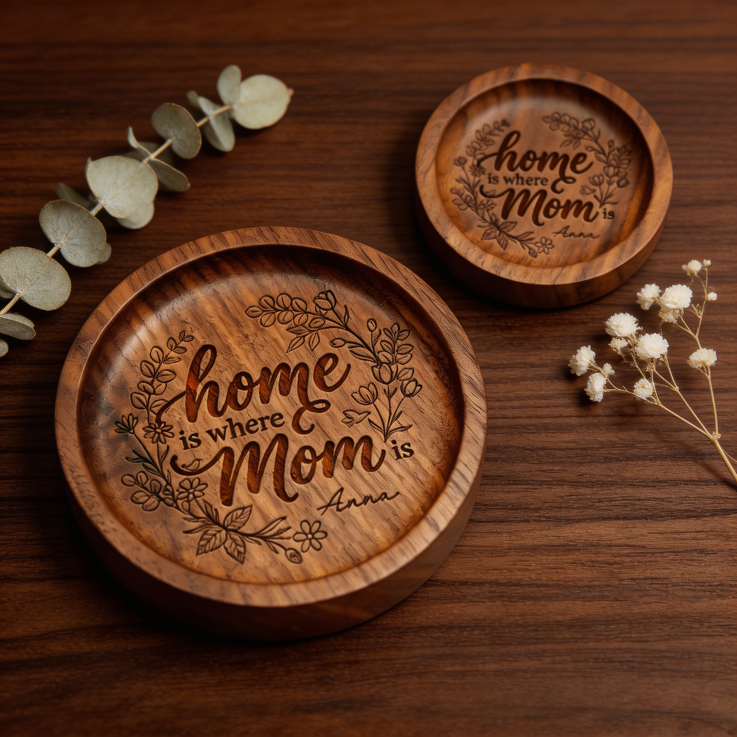 Home Is Where Mom Is – Personalized Wooden Ring Dish – Mother’s Day Gift for Mom