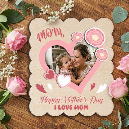 Custom Wooden Photo Frame Magnet for Mom – Heartfelt Design Mother’s Day Gift – Personalized Wallet Size Photo Holder