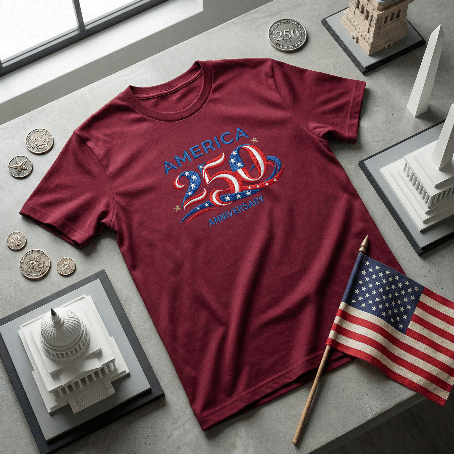 America 250 Anniversary - Patriotic Red White Blue T-Shirt Design