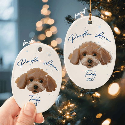 Personalized Poodle Ceramic Acrylic Ornament – Custom Pet Name Keepsake Gift