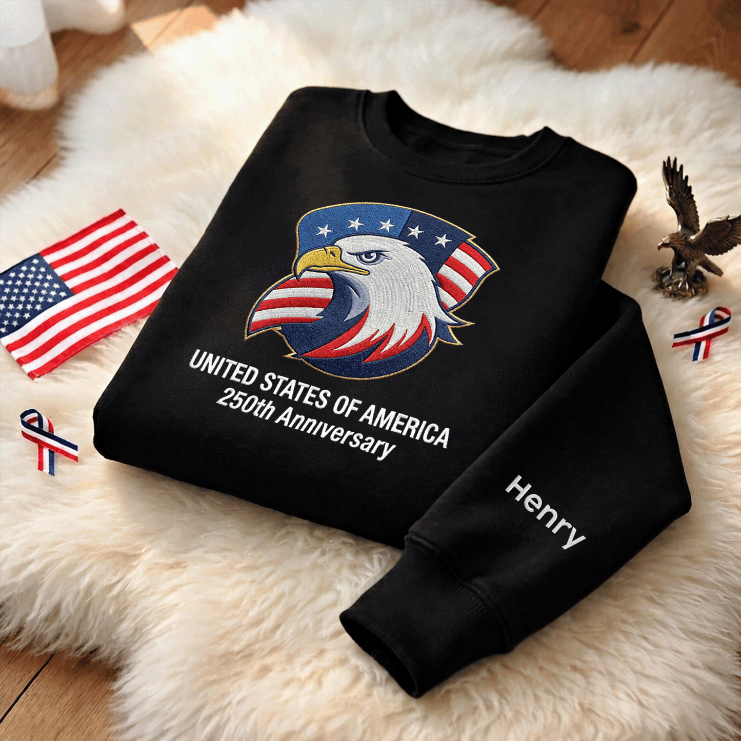 USA 250th Anniversary 1776-2026 - Embroidered Liberty Bell Sweatshirt