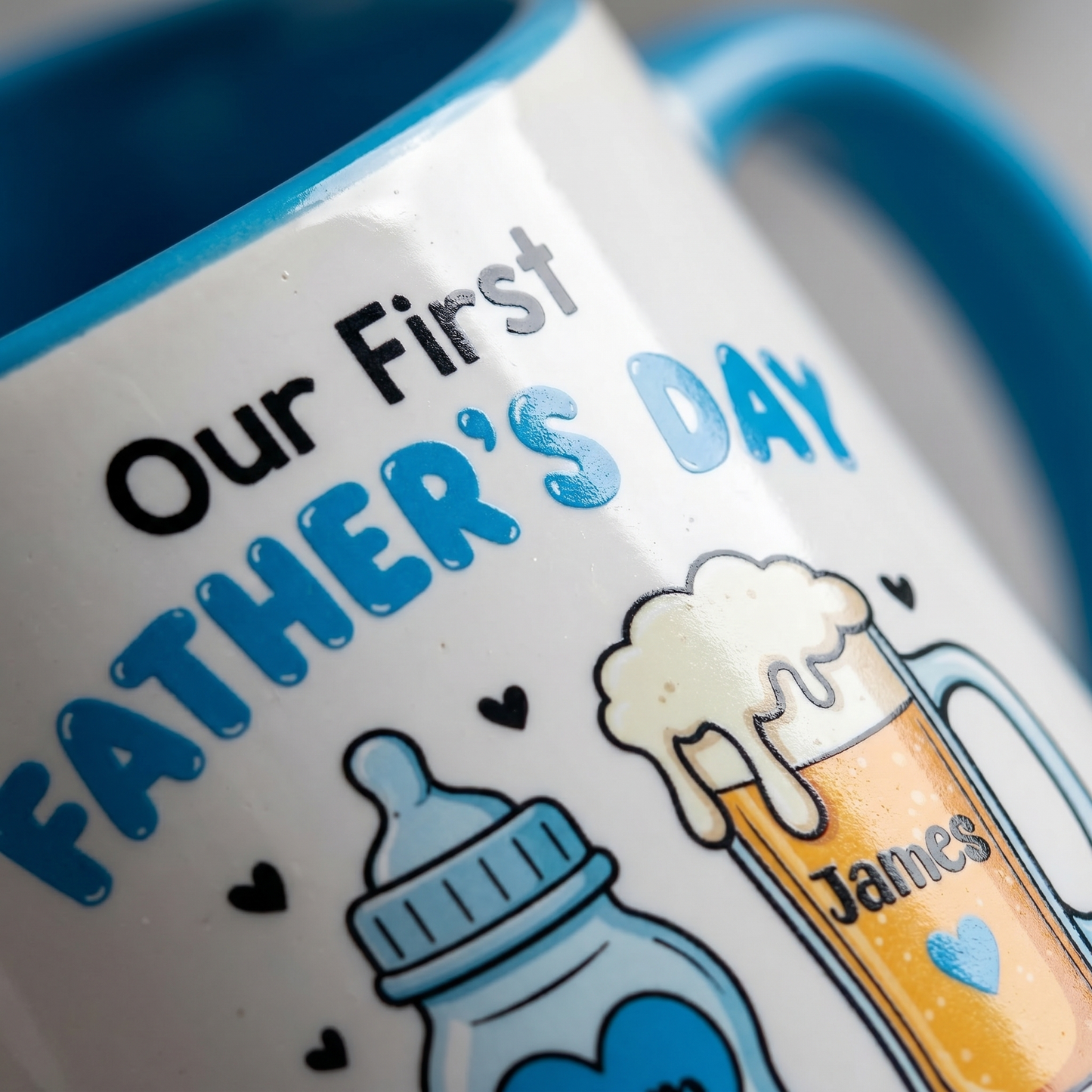 Personalized First Father’s Day Accent Mug with Custom Name – New Dad Gift Coffee Cup