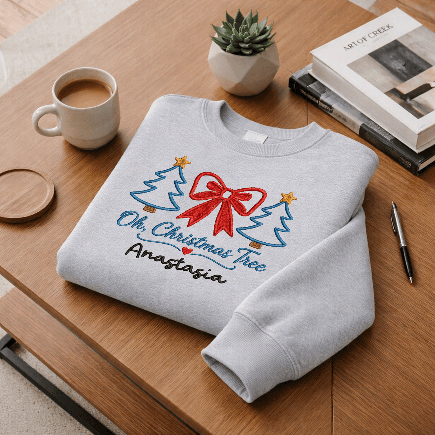 Personalized Embroidered Oh Christmas Tree Sweatshirt with Custom Name
