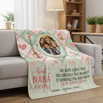 Personalized Mom Photo Blanket – Custom Family Picture Blanket Gift for Mother